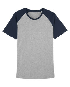 Baseball Short Sleeve Heather Grey French Navy 6